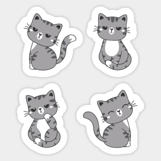 Funny Cute Tabby Grey cats Sticker